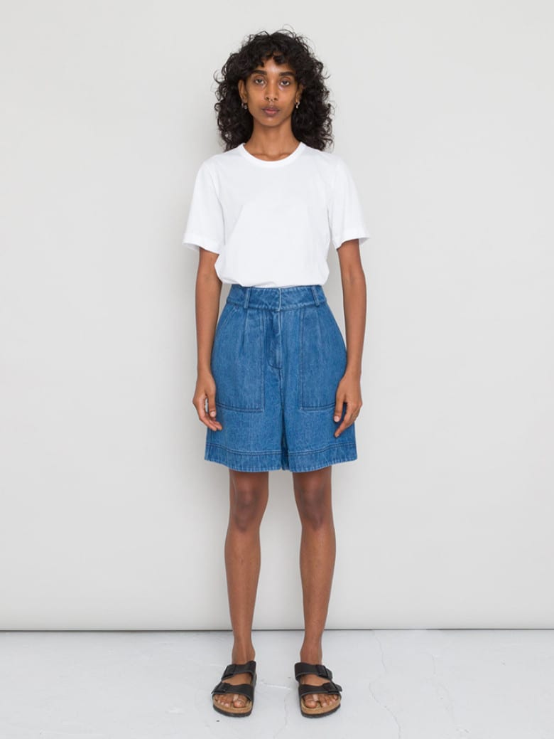 Pleated Shorts Denim