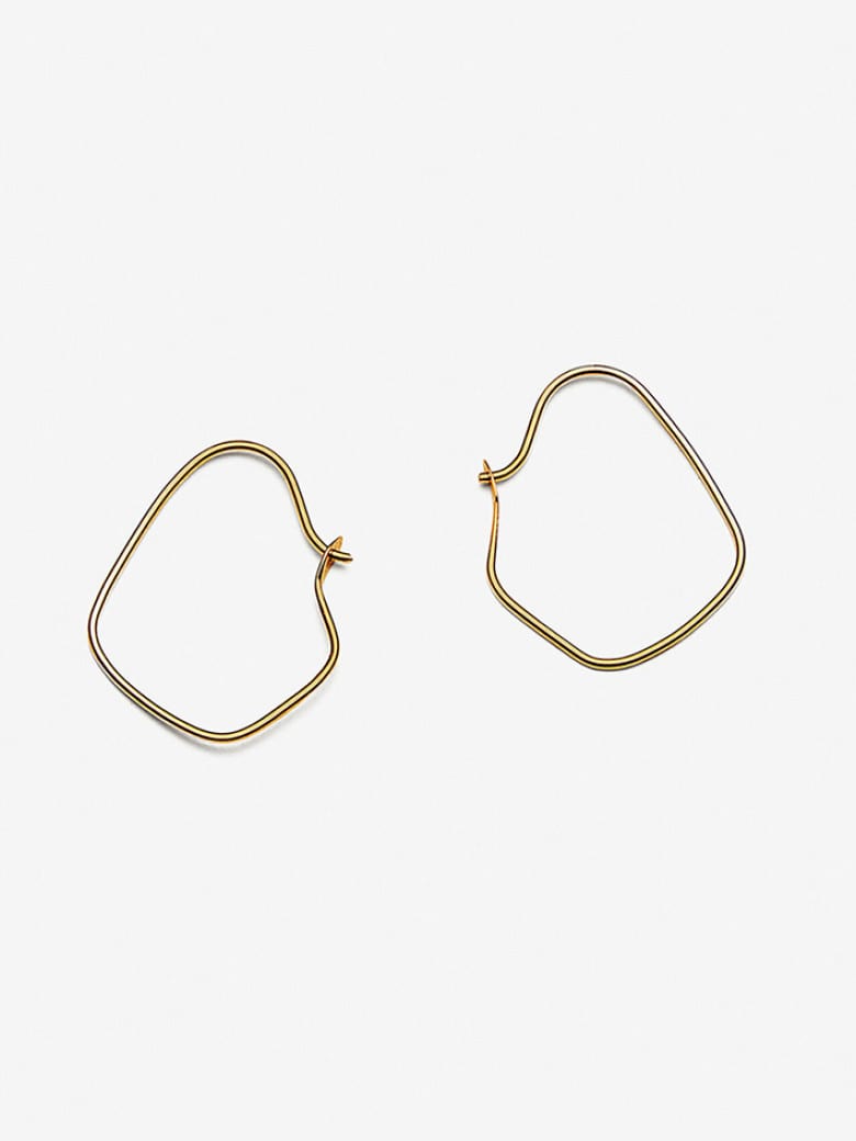 18k Gold Irregular Hoops