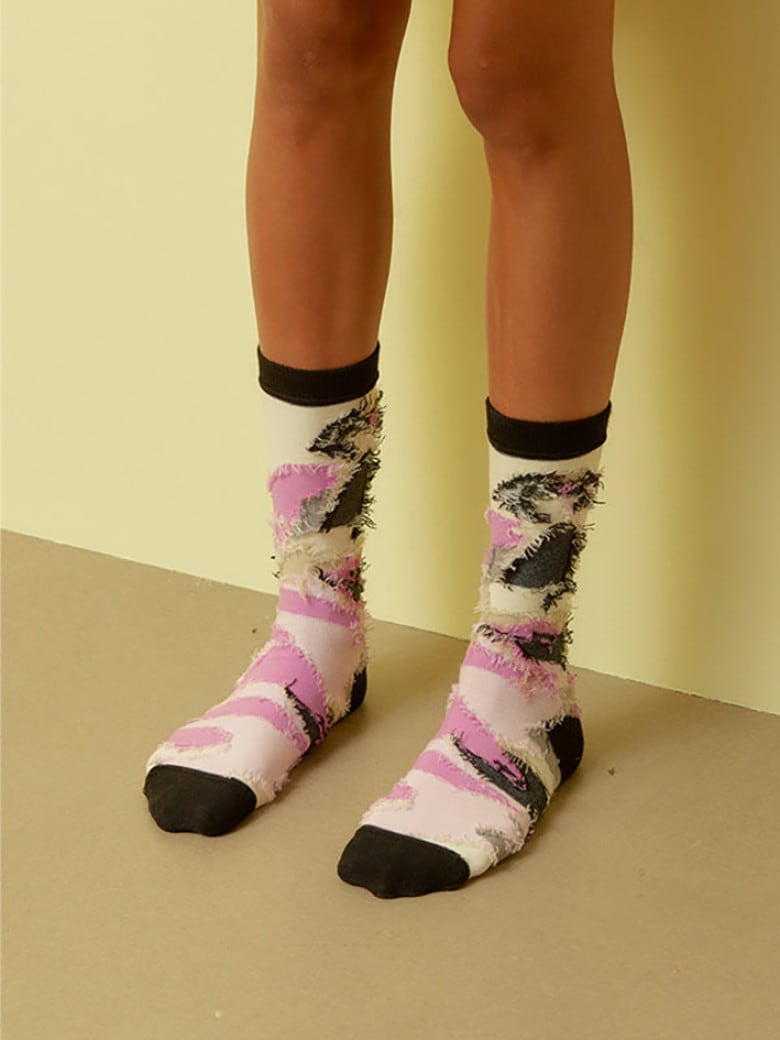 Zubird Socks Beige Pink Bird