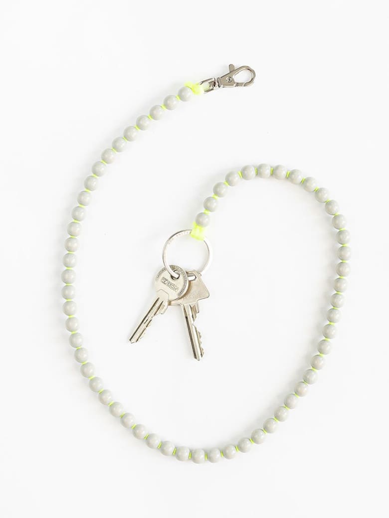 Pearl Keychain Long Lightgrey Neonyellow