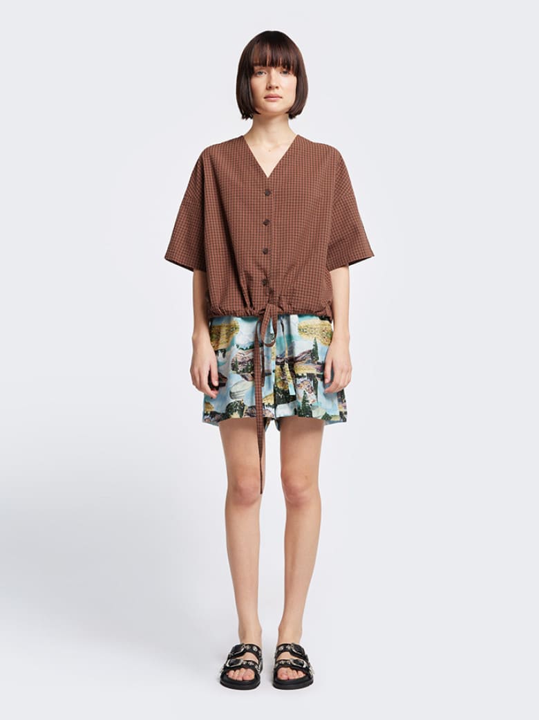 Elude Top Brown Gingham