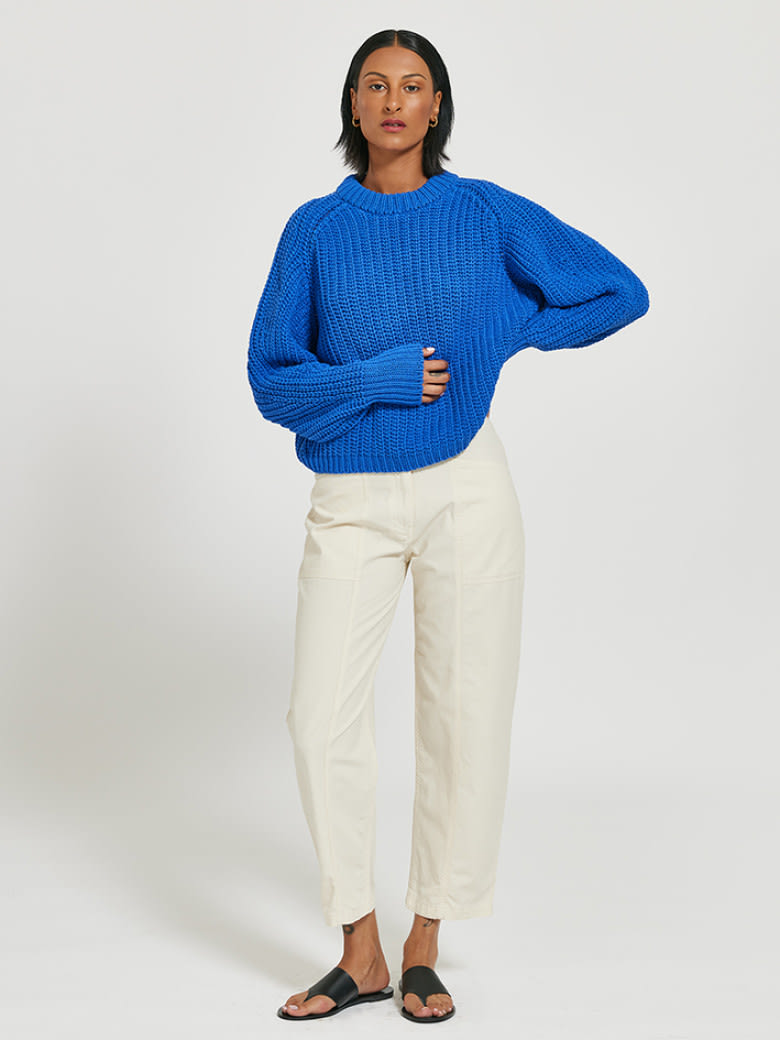 Lark Chunky Cotton Sweater Medium Blue
