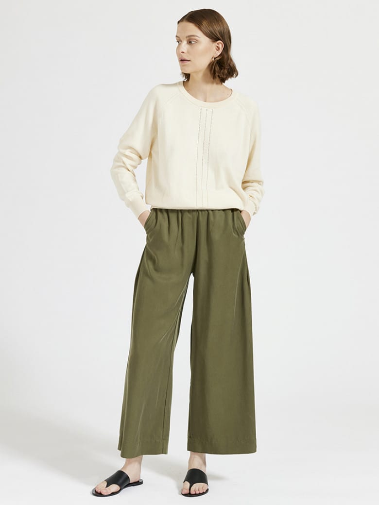 Thea Flowy Tencel Pant Dark Green