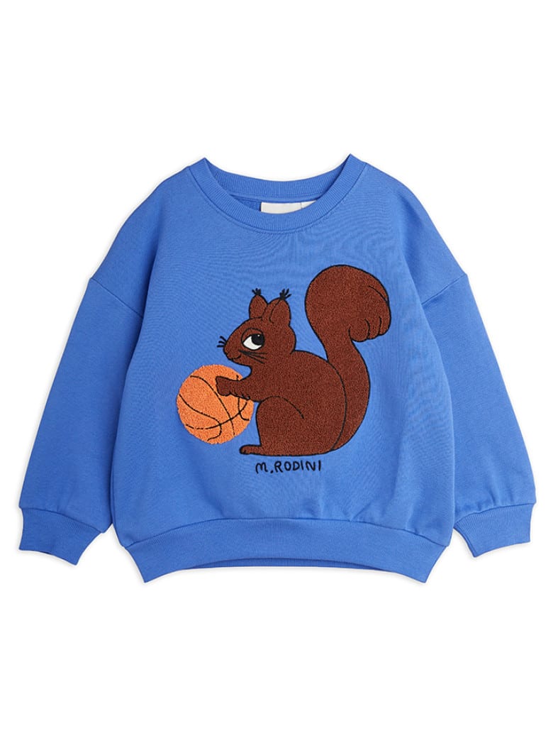 Squirrel Chenille EMB Sweatshirt Blue