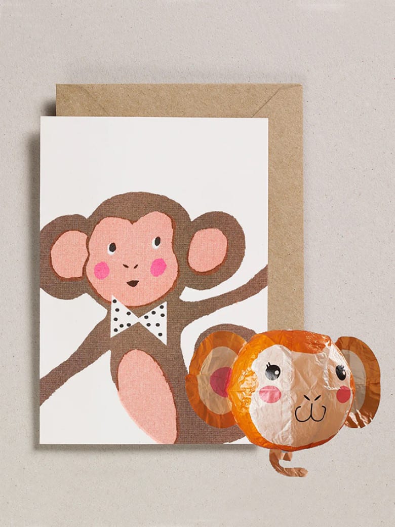 Monkey Japanese Balloon Card