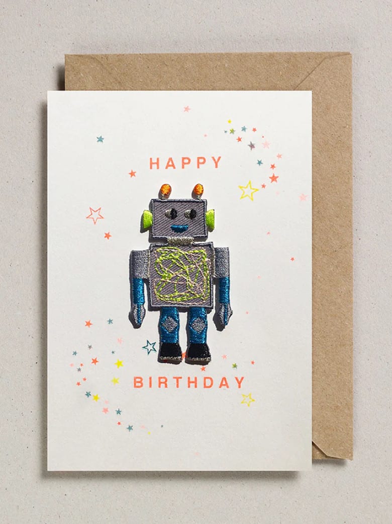 Patch Card Robot Happy Birthday