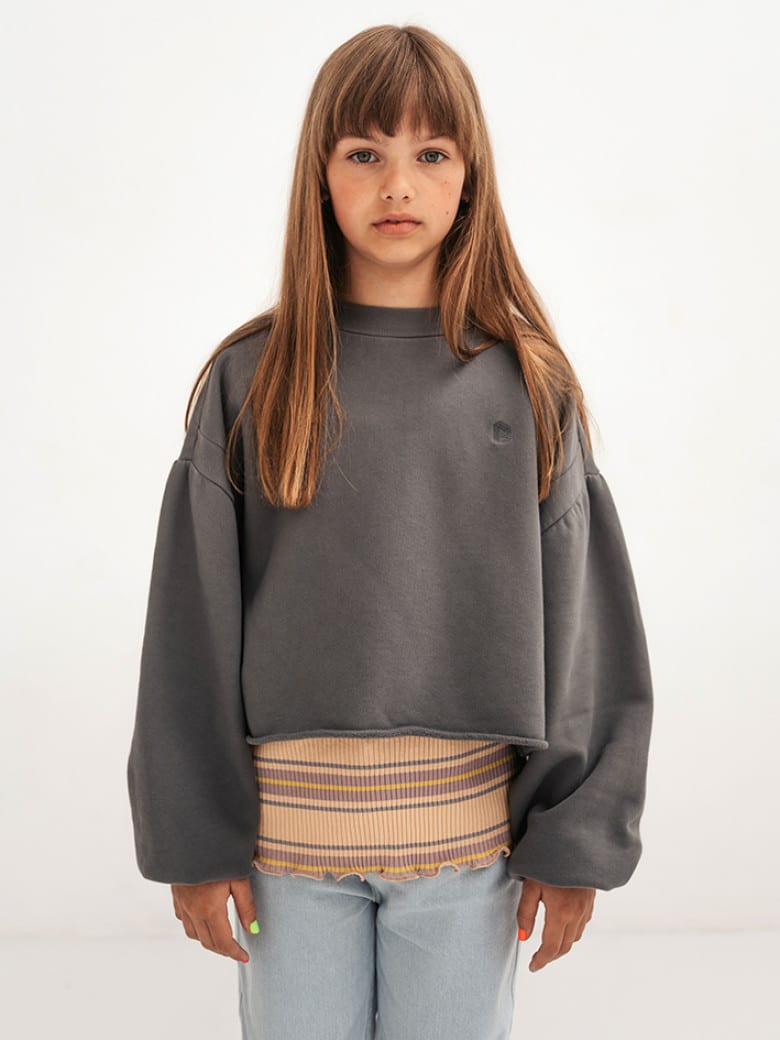 Crop Heart Sweater Charcoal