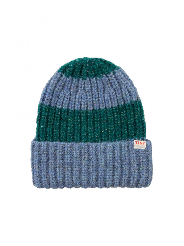 Big Stripes Beanie Cold Grey/ Petrol Green