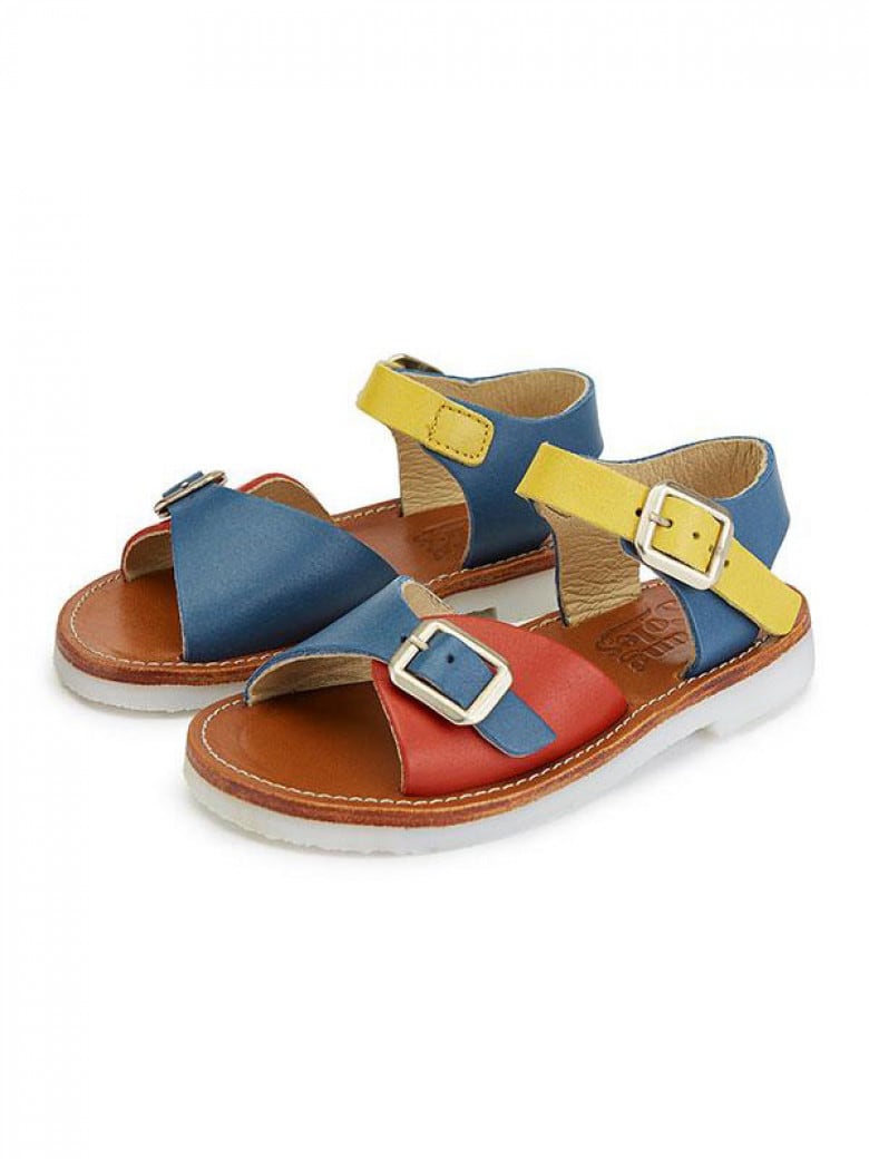 Sonny Leather Multi-Block Retro Sandals