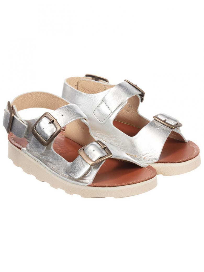 Spike Leather Silver Sandals
