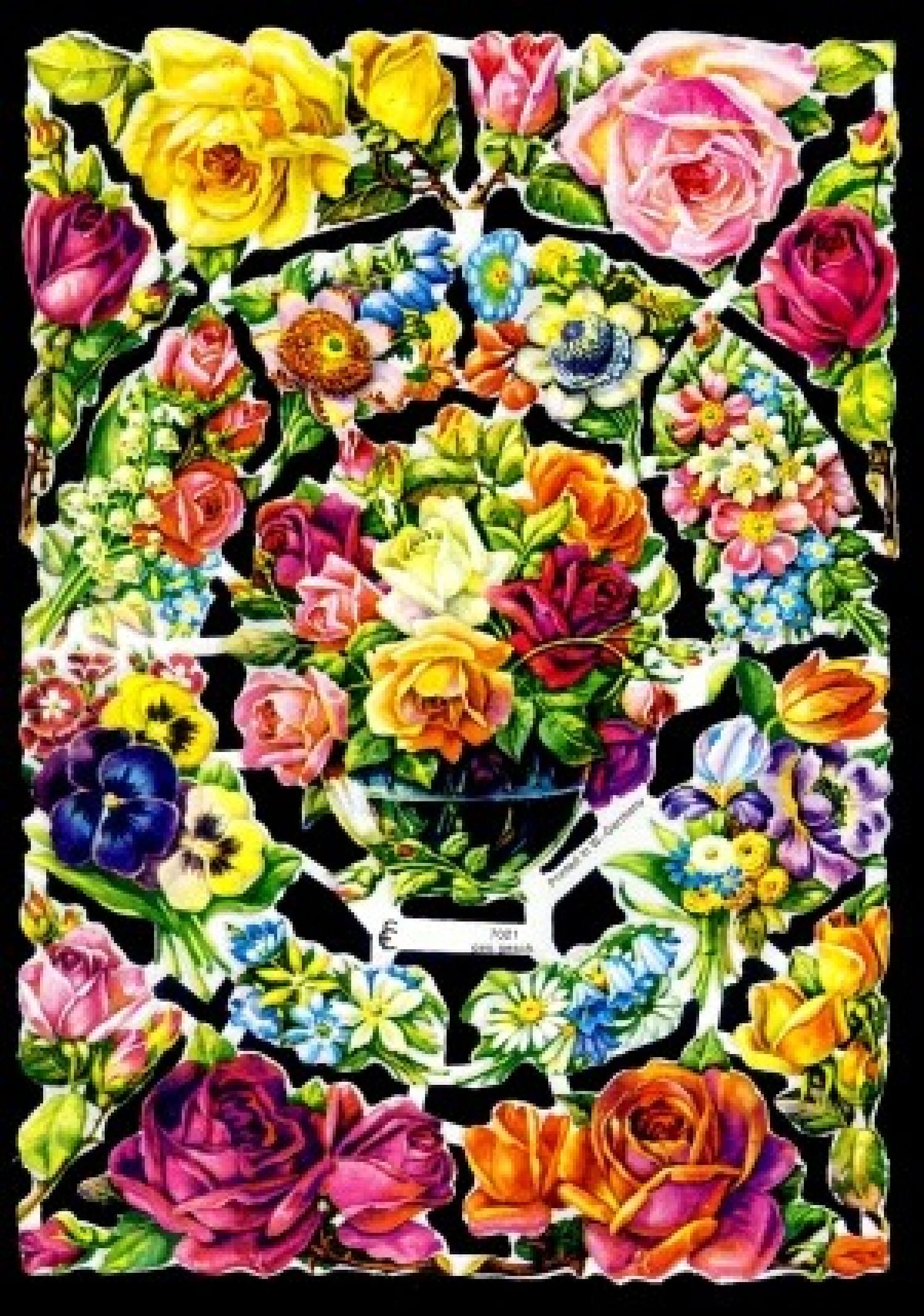 Glanzbilder Blumenkranz 50er Jahre