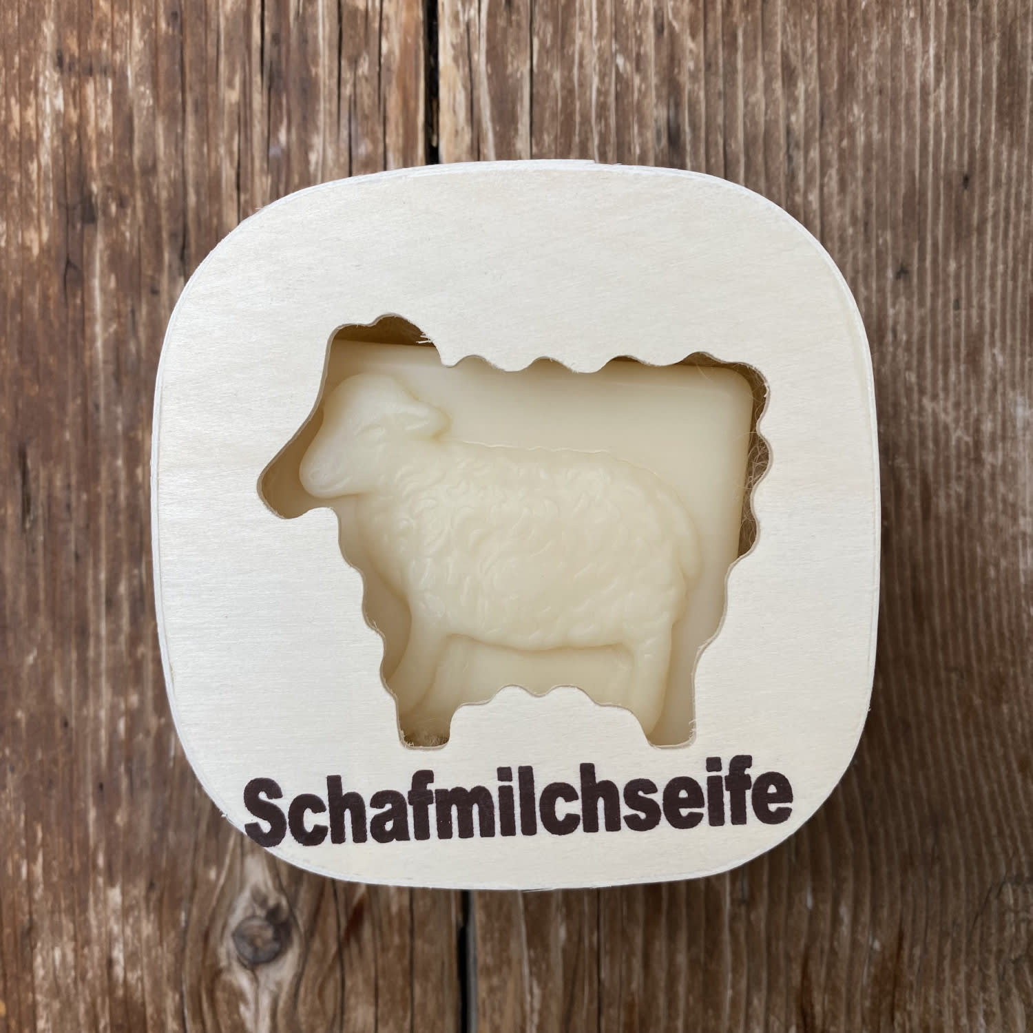 Schafmilchseife in Holzbox «Weisses Schaf»