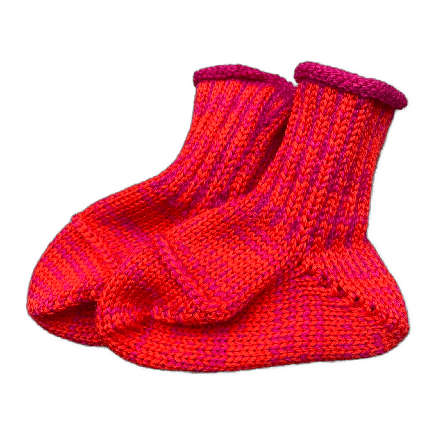 Socken mit Kontrastbund Rosso/Pink