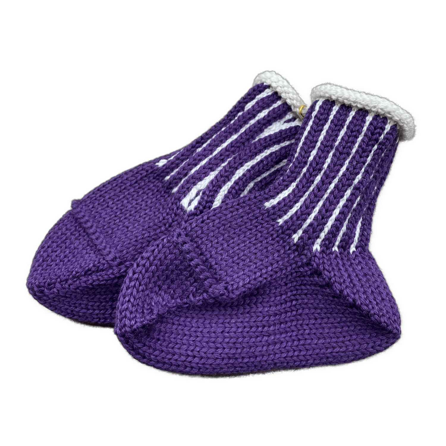 Socken mit Kontrastbund Aubergine/Weiss