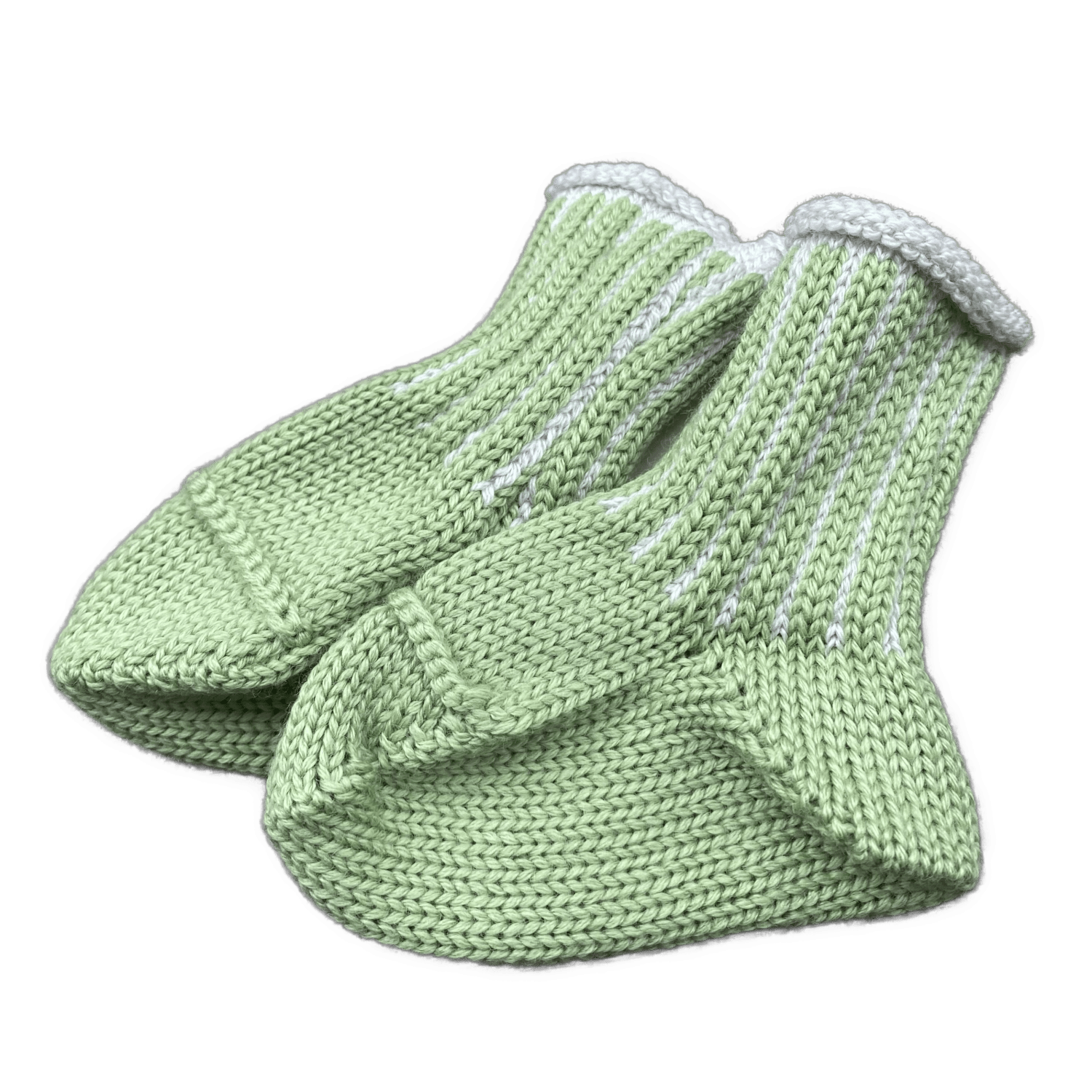 Socken mit Kontrastbund Matcha/Weiss