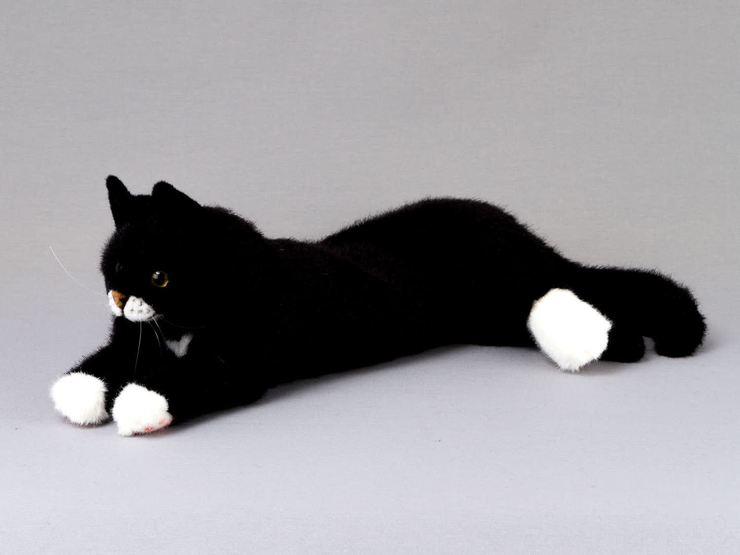 Schwarze Katze «Mohrle», liegend 