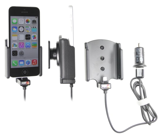 Active holder with USB-cable and cig-plug adapter for Apple iPhone 5C