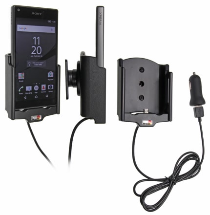 Active holder with USB-cable and cig-plug adapter for Sony Xperia Z5 Compact