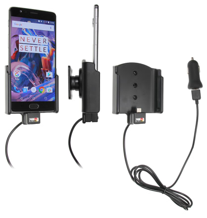 Active holder with USB-cable and cig-plug adapter for OnePlus 3