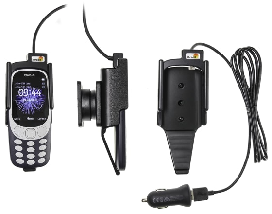 Active holder with USB-cable and cig-plug adapter for Nokia 3310 (2017)