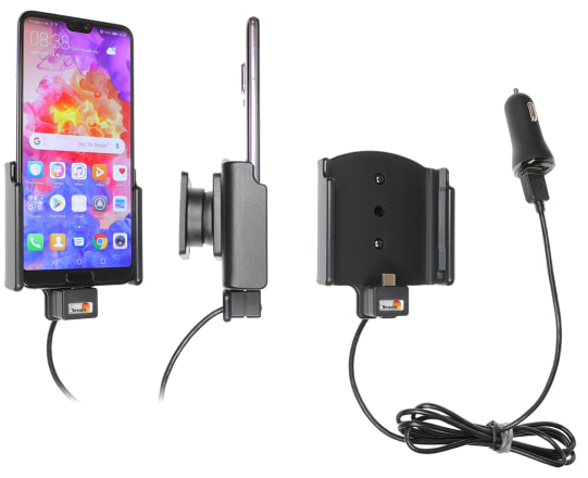 Active holder with USB-cable and cig-plug adapter for Huawei P20 Pro