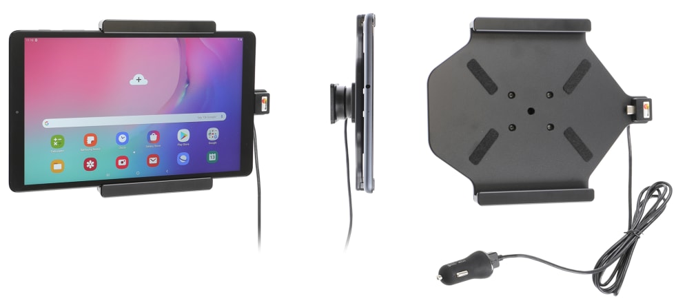 Active holder with USB-cable and cig-plug adapter for Samsung Galaxy Tab A 10.1 (2019) SM-T510/SM-T515