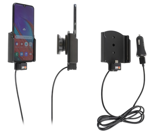 Active holder with USB-cable and cig-plug adapter for Samsung Galaxy A40 (SM-A405)