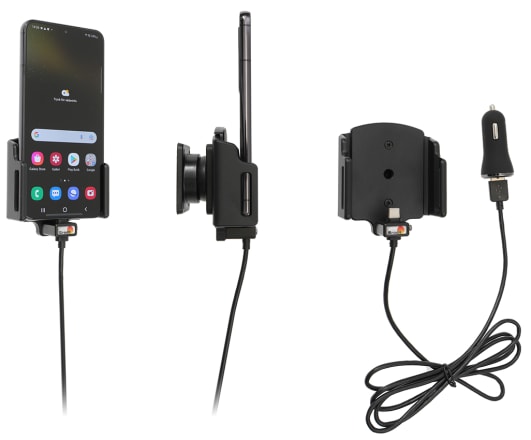 Active holder with USB-cable and cig-plug adapter for Samsung Galaxy S22 5G SM-S901B/SM-S901B/DS