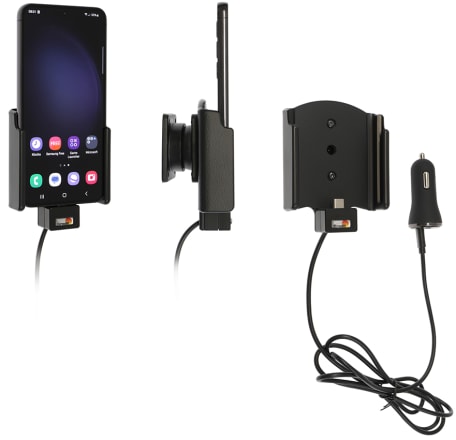 Active holder with USB-cable and cig-plug adapter for Samsung Galaxy S23 SM-S911B/DS