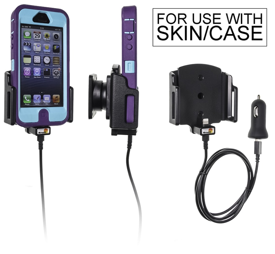 Active holder with USB-cable and cig-plug adapter for Apple iPhone 5C