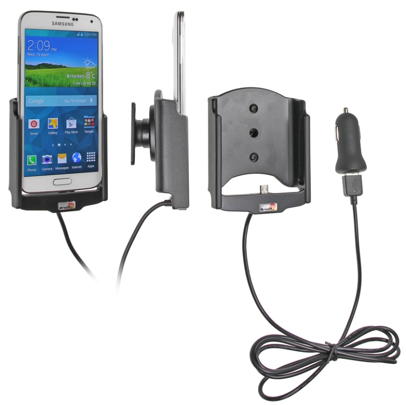 Active holder with USB-cable and cig-plug adapter for Samsung Galaxy S5