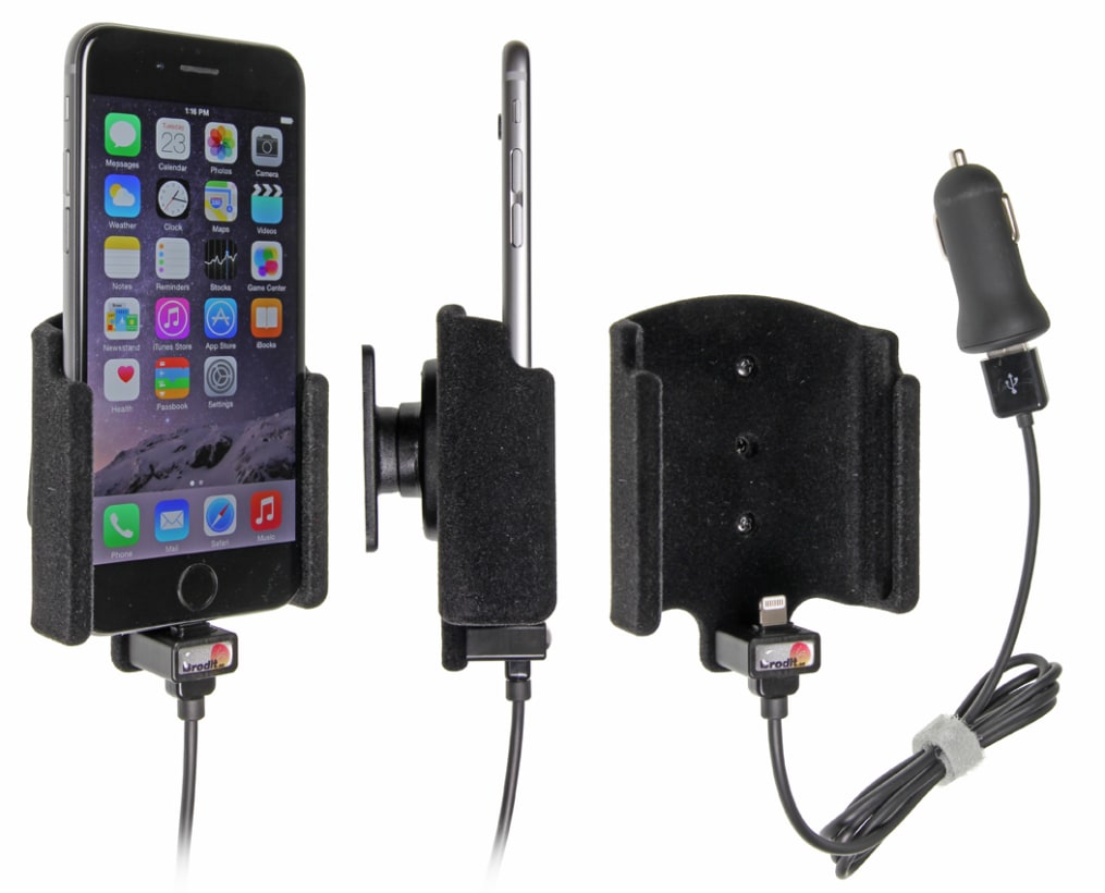 Active holder with USB-cable and cig-plug adapter for Apple iPhone 7