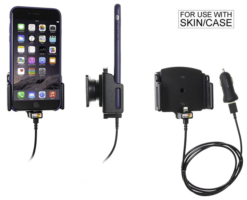 Active holder with USB-cable and cig-plug adapter for Apple iPhone X