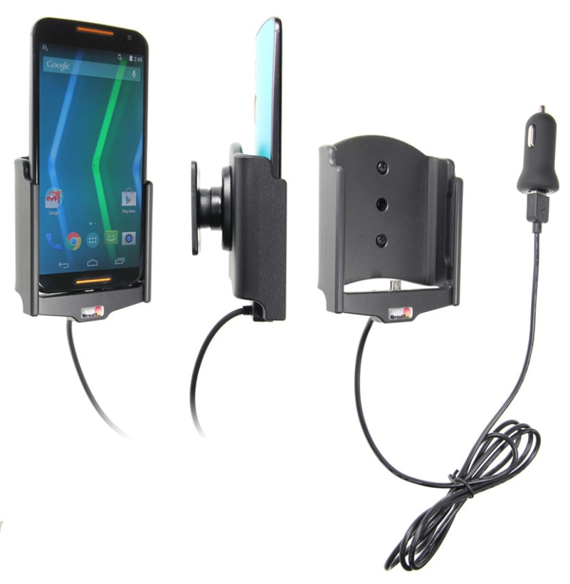 Active holder with USB-cable and cig-plug adapter for Motorola Moto X (2nd Gen)