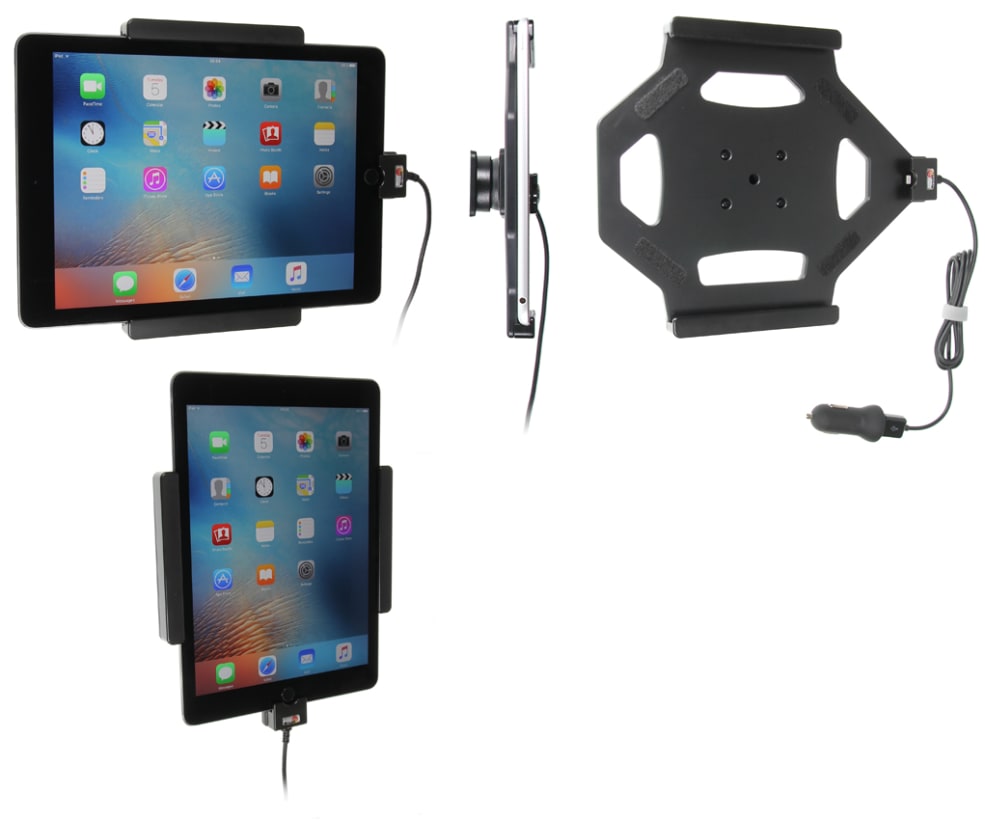 Active holder with USB-cable and cig-plug adapter for Apple iPad Air 2 (A1566, A1567)