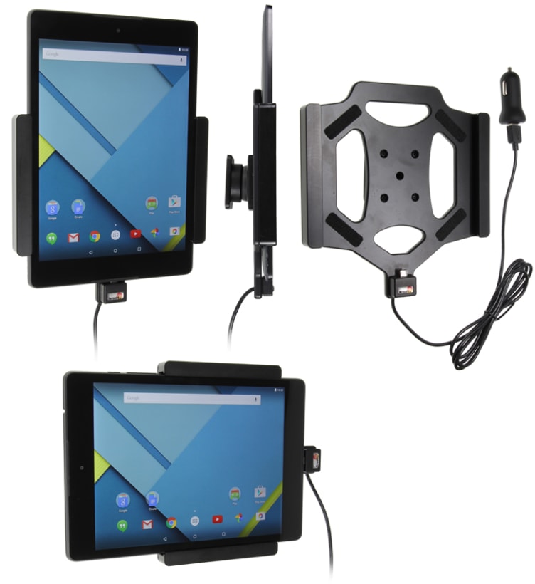 Active holder with USB-cable and cig-plug adapter for HTC Nexus 9