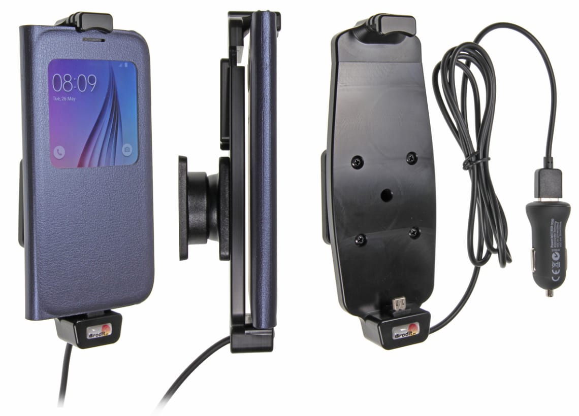 Active holder with USB-cable and cig-plug adapter for Samsung Galaxy S7