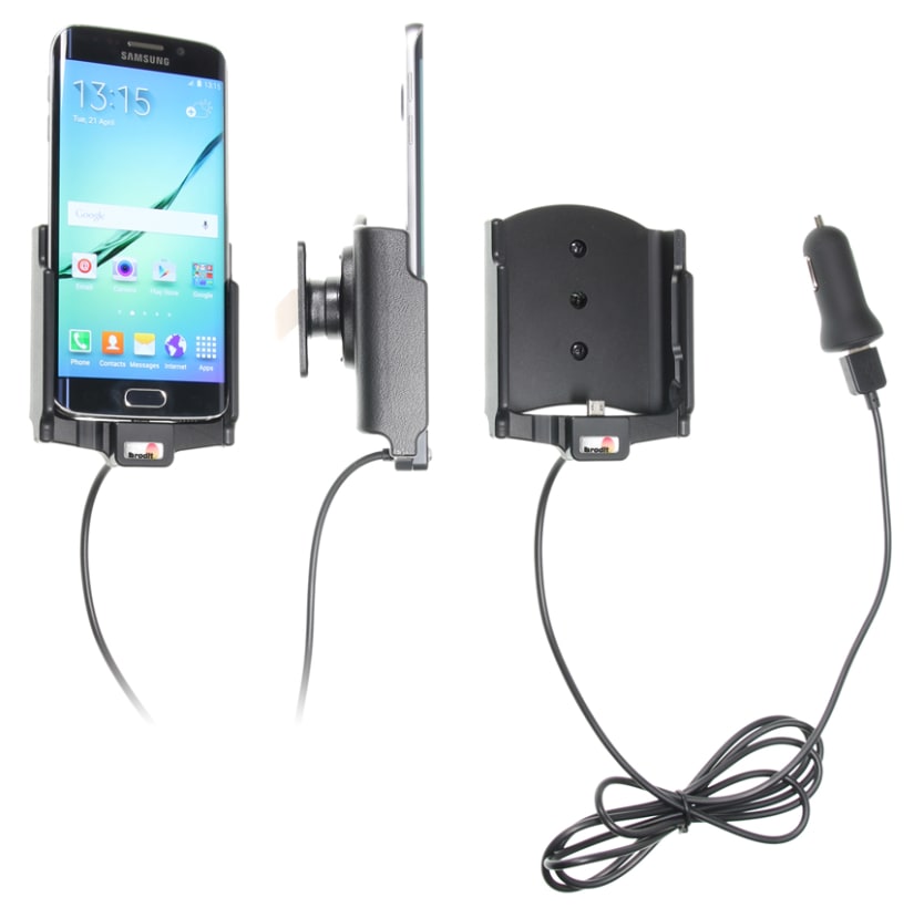 Active holder with USB-cable and cig-plug adapter for Samsung Galaxy S6 edge