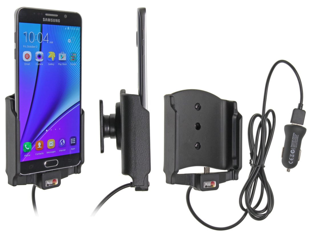 Active holder with USB-cable and cig-plug adapter for Samsung Galaxy Note 5