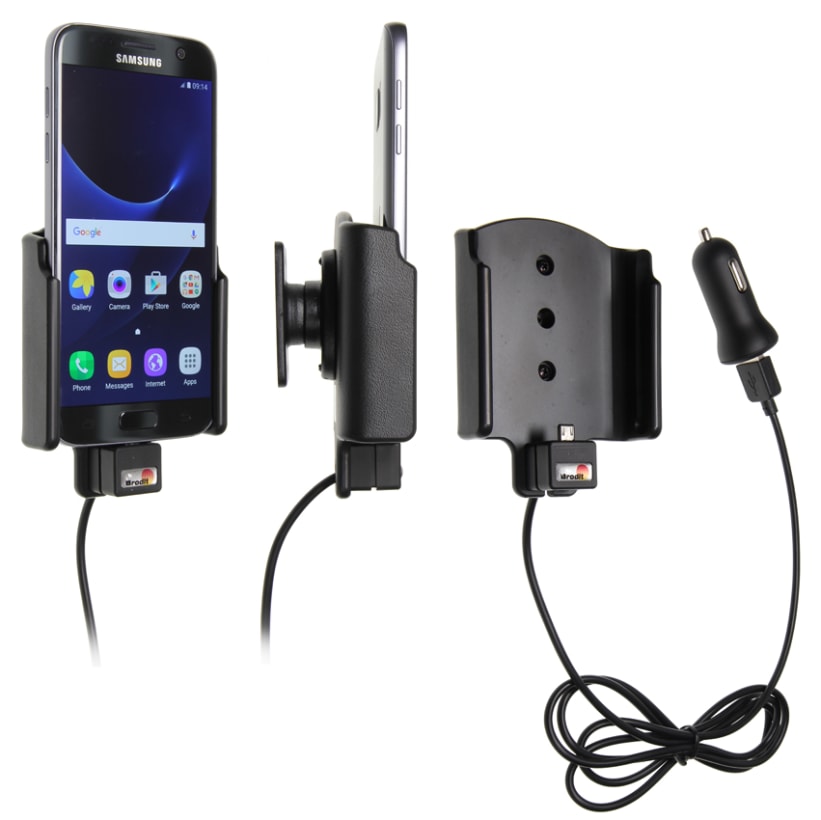 Active holder with USB-cable and cig-plug adapter for Samsung Galaxy S7