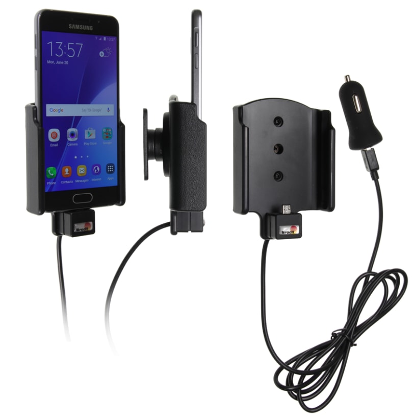 Active holder with USB-cable and cig-plug adapter for Samsung Galaxy A3 (2016)