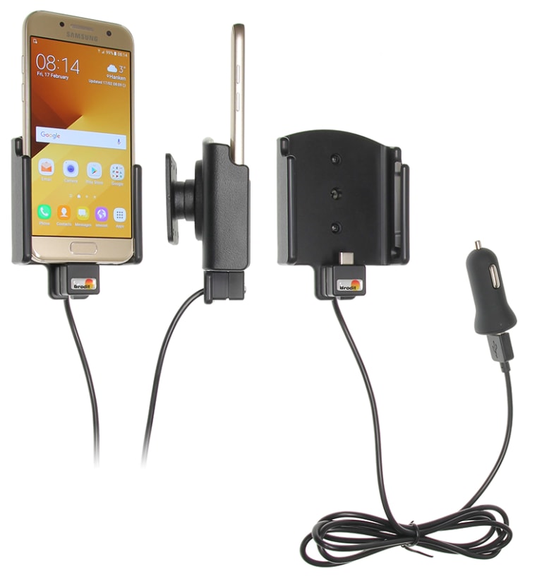 Active holder with USB-cable and cig-plug adapter for Samsung Galaxy A3 (2017)