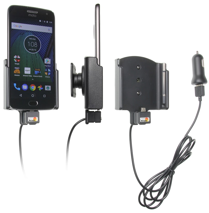 Active holder with USB-cable and cig-plug adapter for Motorola Moto G5 Plus