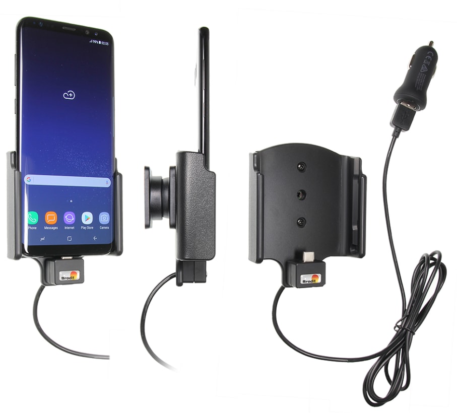 Active holder with USB-cable and cig-plug adapter for Samsung Galaxy S8+