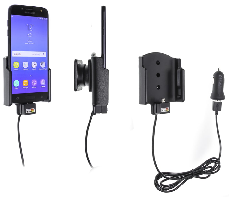 Active holder with USB-cable and cig-plug adapter for Samsung Galaxy J3 (2016)