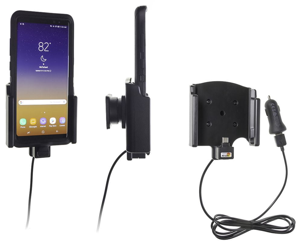 Active holder with USB-cable and cig-plug adapter for Samsung Galaxy Note 8