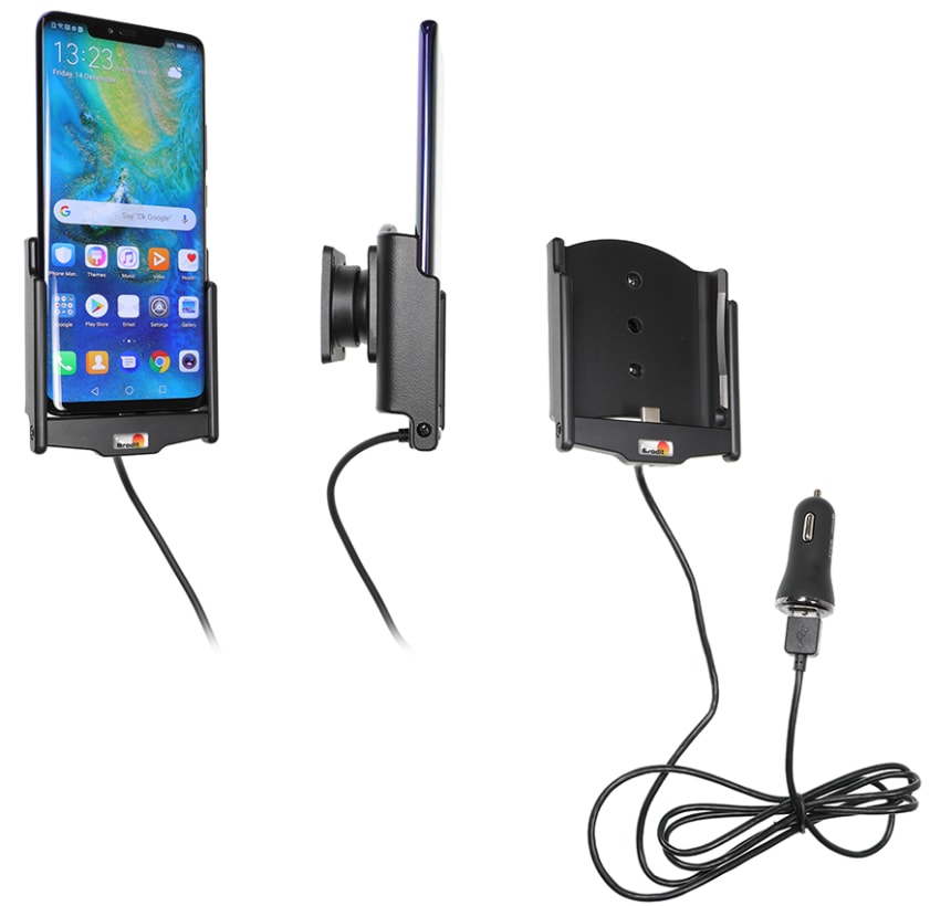 Active holder with USB-cable and cig-plug adapter for Huawei Mate 20 Pro