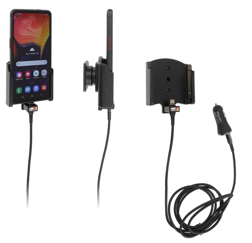 Active holder with USB-cable and cig-plug adapter for Samsung Galaxy Xcover Pro SM-G715