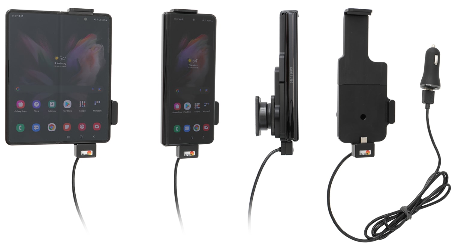 Active holder with USB-cable and cig-plug adapter for Samsung Galaxy Z Fold3 5G