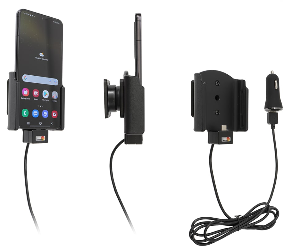 Active holder with USB-cable and cig-plug adapter for Samsung Galaxy S22 5G SM-S901B/SM-S901B/DS